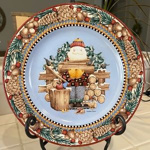 Debbie Mumm by Sakura Woodland Santa serving platter.